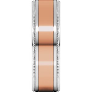 14K Yellow Or White Or Rose Gold Milgrain Inlay Flat Band