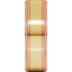 14K Yellow Or White Or Rose Gold Milgrain Inlay Flat Band