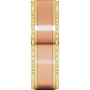 14K Yellow Or White Or Rose Gold Milgrain Inlay Flat Band