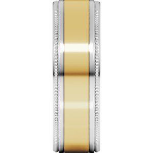 14K Yellow Or White Or Rose Gold Milgrain Inlay Flat Band