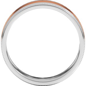 14K Yellow Or White Or Rose Gold Milgrain Inlay Flat Band