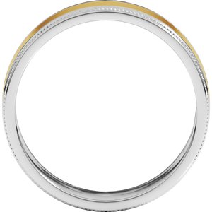 14K Yellow Or White Or Rose Gold Milgrain Inlay Flat Band