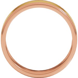 14K Yellow Or White Or Rose Gold Milgrain Inlay Flat Band