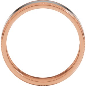 14K Yellow Or White Or Rose Gold Milgrain Inlay Flat Band