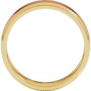 14K Yellow Or White Or Rose Gold Milgrain Inlay Flat Band