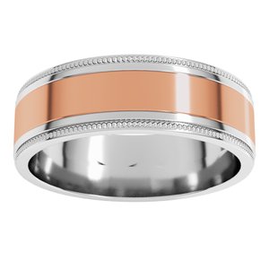 14K Yellow Or White Or Rose Gold Milgrain Inlay Flat Band