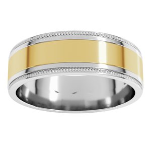 14K Yellow Or White Or Rose Gold Milgrain Inlay Flat Band
