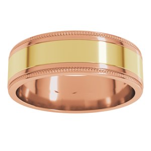 14K Yellow Or White Or Rose Gold Milgrain Inlay Flat Band