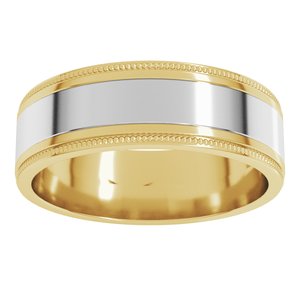 14K Yellow Or White Or Rose Gold Milgrain Inlay Flat Band