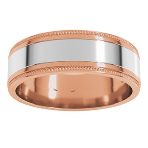 14K Yellow Or White Or Rose Gold Milgrain Inlay Flat Band