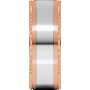 14K Yellow Or White Or Rose Gold Milgrain Inlay Flat Band