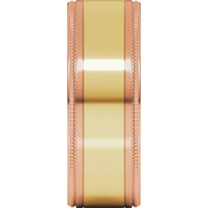 14K Yellow Or White Or Rose Gold Milgrain Inlay Flat Band