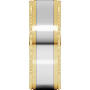 14K Yellow Or White Or Rose Gold Milgrain Inlay Flat Band
