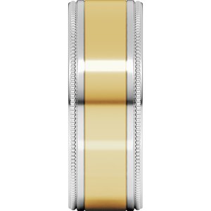 14K Yellow Or White Or Rose Gold Milgrain Inlay Flat Band