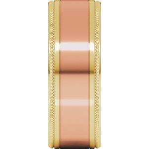 14K Yellow Or White Or Rose Gold Milgrain Inlay Flat Band