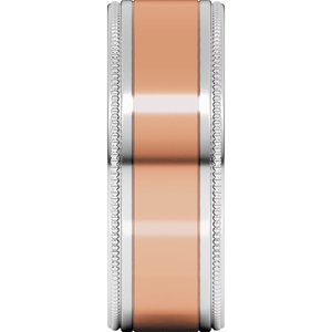 14K Yellow Or White Or Rose Gold Milgrain Inlay Flat Band