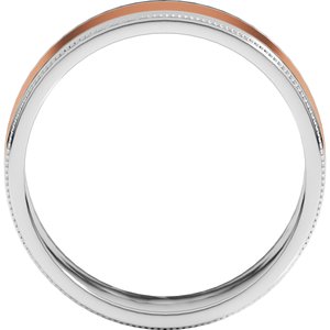 14K Yellow Or White Or Rose Gold Milgrain Inlay Flat Band