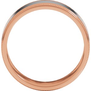 14K Yellow Or White Or Rose Gold Milgrain Inlay Flat Band