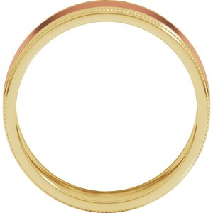 14K Yellow Or White Or Rose Gold Milgrain Inlay Flat Band