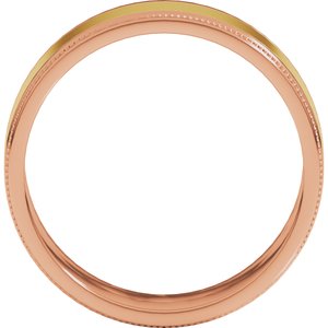 14K Yellow Or White Or Rose Gold Milgrain Inlay Flat Band