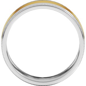 14K White/Yellow Gold 8 Mm Milgrain Flat Inlay Band Size 10