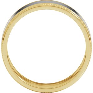 14K Yellow Or White Or Rose Gold Milgrain Inlay Flat Band
