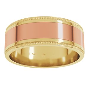 14K Yellow Or White Or Rose Gold Milgrain Inlay Flat Band