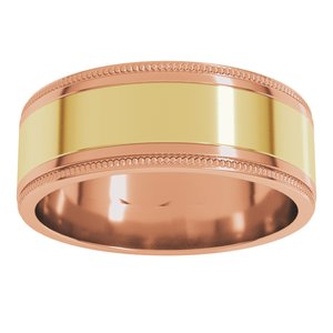 14K Yellow Or White Or Rose Gold Milgrain Inlay Flat Band