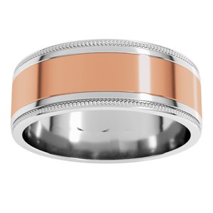14K Yellow Or White Or Rose Gold Milgrain Inlay Flat Band