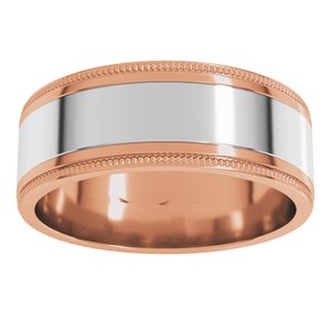 14K Yellow Or White Or Rose Gold Milgrain Inlay Flat Band