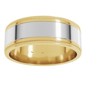 14K Yellow Or White Or Rose Gold Milgrain Inlay Flat Band