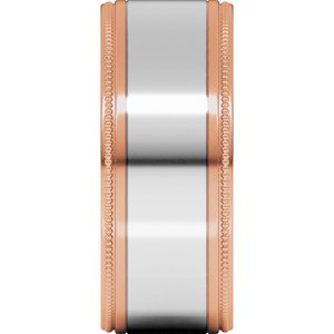 14K Yellow Or White Or Rose Gold Milgrain Inlay Flat Band