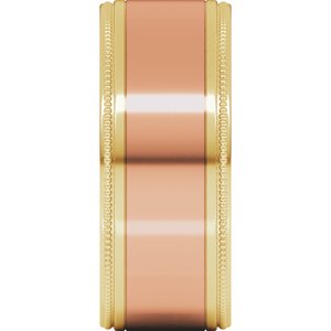 14K Yellow Or White Or Rose Gold Milgrain Inlay Flat Band