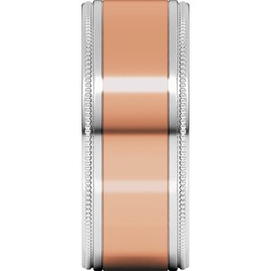14K Yellow Or White Or Rose Gold Milgrain Inlay Flat Band
