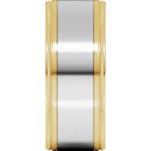 14K Yellow Or White Or Rose Gold Milgrain Inlay Flat Band