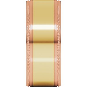 14K Yellow Or White Or Rose Gold Milgrain Inlay Flat Band
