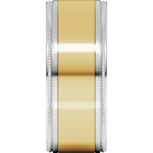 14K Yellow Or White Or Rose Gold Milgrain Inlay Flat Band