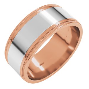 14K Yellow Or White Or Rose Gold Milgrain Inlay Flat Band