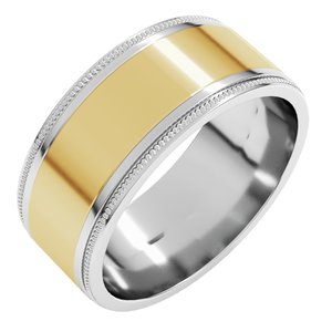 14K Yellow Or White Or Rose Gold Milgrain Inlay Flat Band