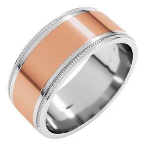 14K Yellow Or White Or Rose Gold Milgrain Inlay Flat Band