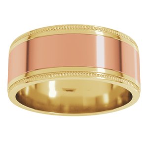 14K Yellow Or White Or Rose Gold Milgrain Inlay Flat Band
