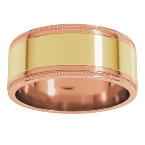 14K Yellow Or White Or Rose Gold Milgrain Inlay Flat Band