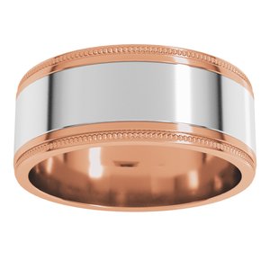 14K Yellow Or White Or Rose Gold Milgrain Inlay Flat Band