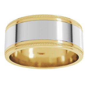 14K Yellow Or White Or Rose Gold Milgrain Inlay Flat Band