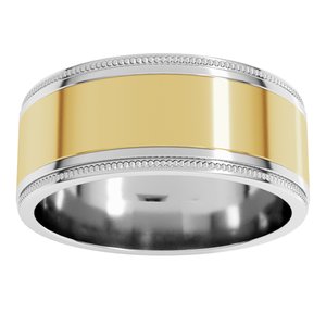 14K Yellow Or White Or Rose Gold Milgrain Inlay Flat Band
