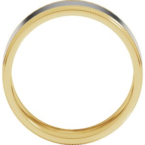 14K Yellow Or White Or Rose Gold Milgrain Inlay Flat Band