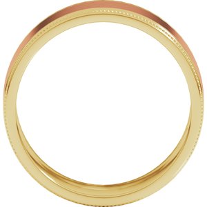 14K Yellow Or White Or Rose Gold Milgrain Inlay Flat Band