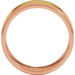14K Yellow Or White Or Rose Gold Milgrain Inlay Flat Band