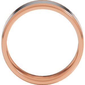 14K Yellow Or White Or Rose Gold Milgrain Inlay Flat Band