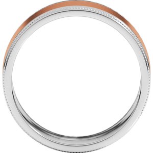 14K Yellow Or White Or Rose Gold Milgrain Inlay Flat Band